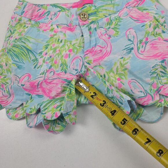 Lilly Pulitzer Shorts Womens 00 Flamingo Print Scallop Hem Summer Beach Casual - Picture 5 of 8
